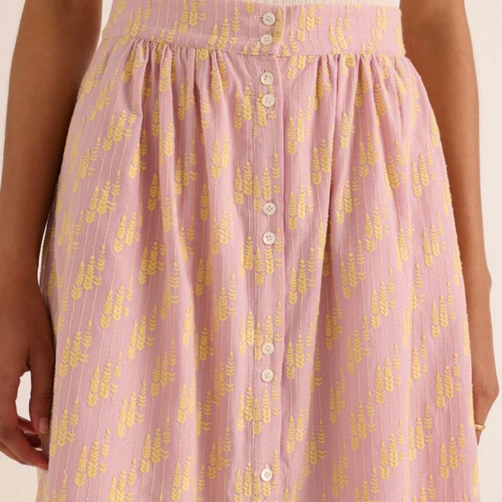 Like New* Balzac Paris Sally skirt with pink and yellow embroidery | size 40 - Picture 8 of 13